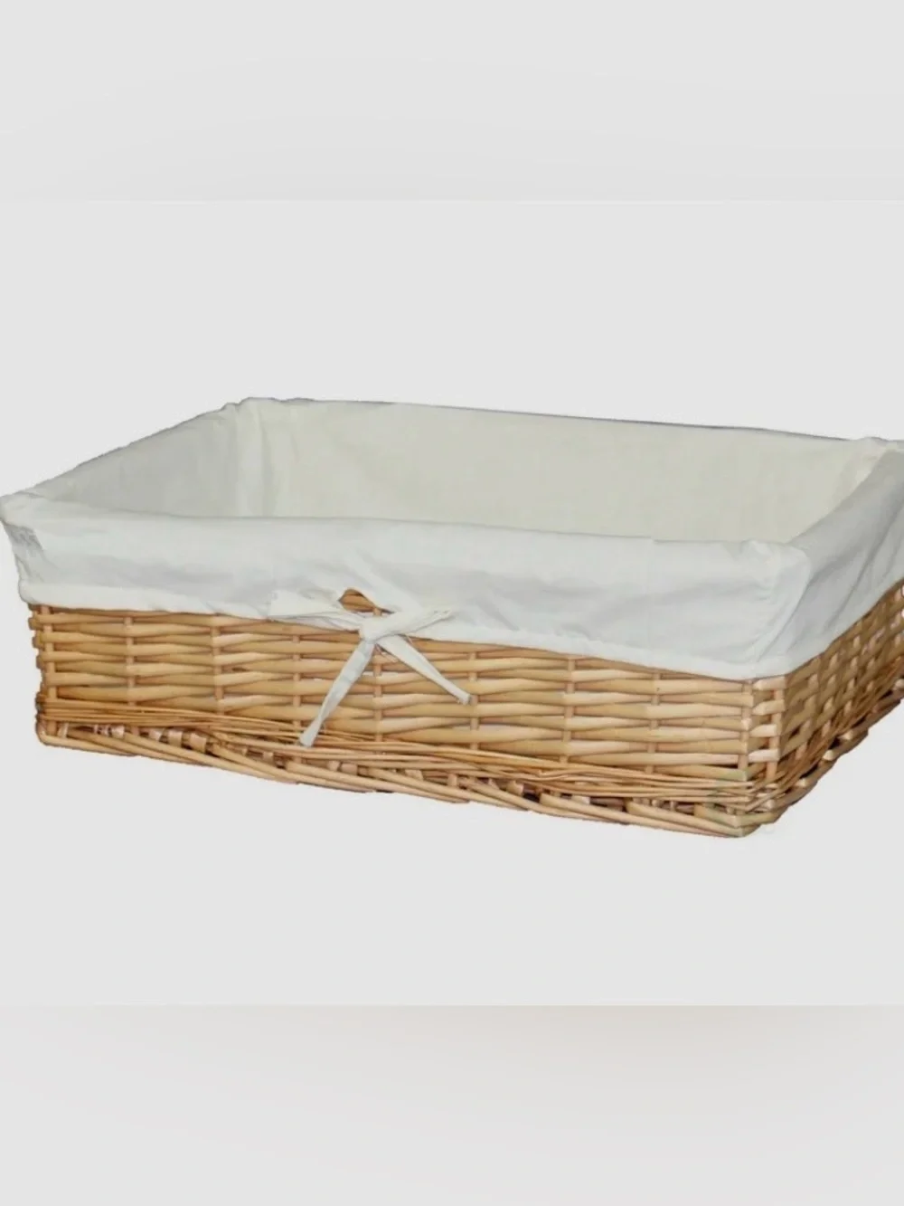 Woven Tree Rectangular Storage Basket with White Liner EUC Large